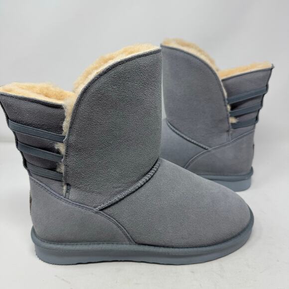 BEARPAW Kylee shaft slip on Suede Boot NeverWet Blue fog SZ 9 New - Picture 2 of 14
